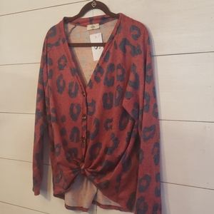 Cute leopard red/blue cardigan or shirt! 😍